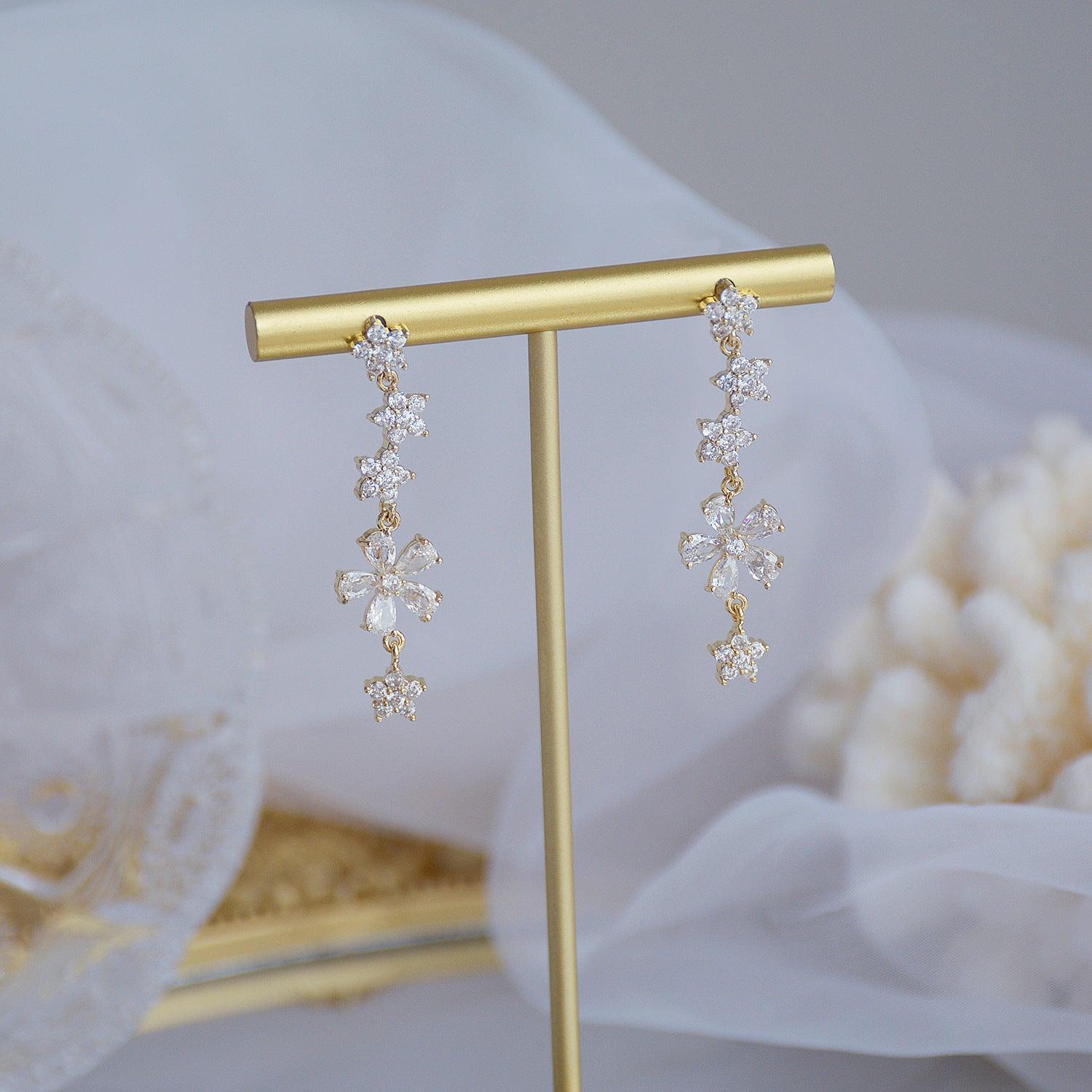 Flower Drop Earrings - Elena - Hypoallergenic - Abbott Atelier