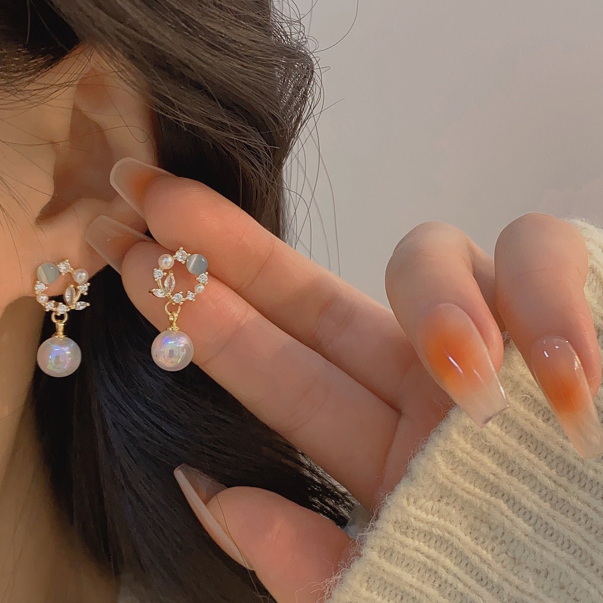 Flower Drop Earrings - Tawny - Gold - Plated - Abbott Atelier