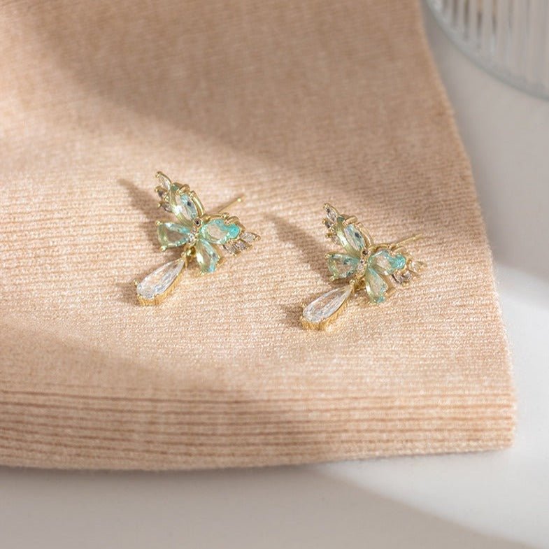 Green Butterfly Earrings - Hypoallergenic - Abbott Atelier