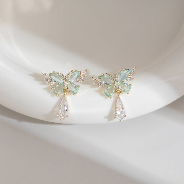 Green Butterfly Earrings - Hypoallergenic - Abbott Atelier