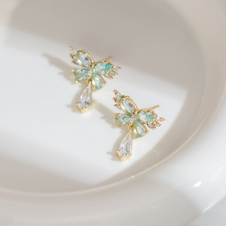 Green Butterfly Earrings - Hypoallergenic - Abbott Atelier