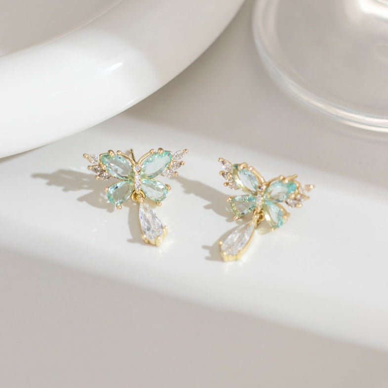 Green Butterfly Earrings - Hypoallergenic - Abbott Atelier