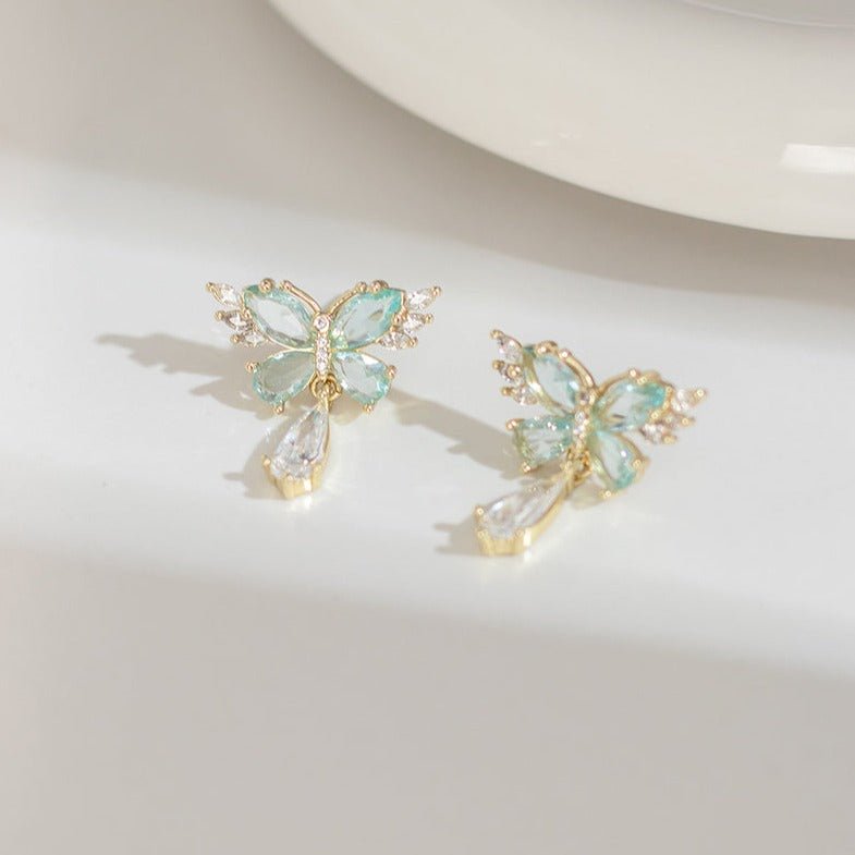 Green Butterfly Earrings - Hypoallergenic - Abbott Atelier