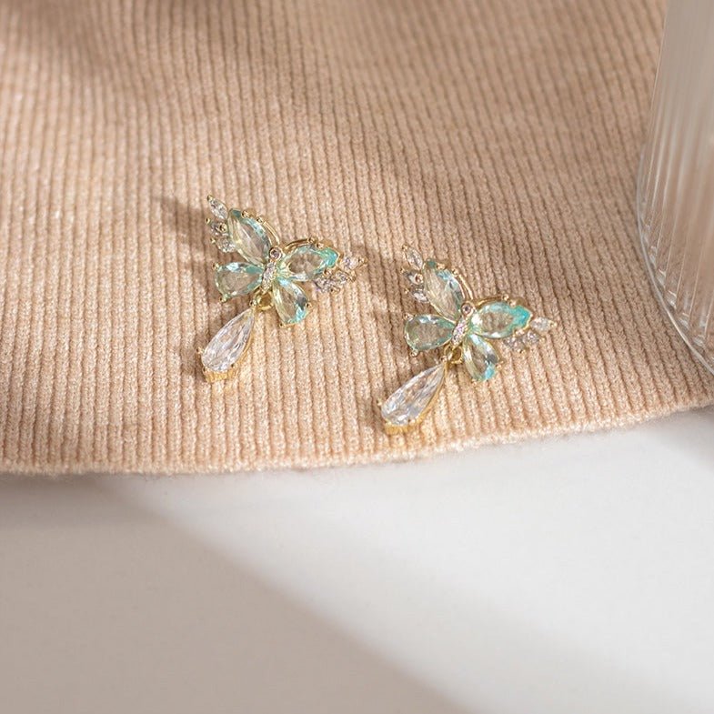 Green Butterfly Earrings - Hypoallergenic - Abbott Atelier