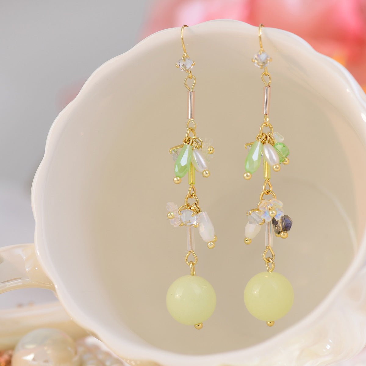 Green Grape Earrings - Gold - Plated - Abbott Atelier