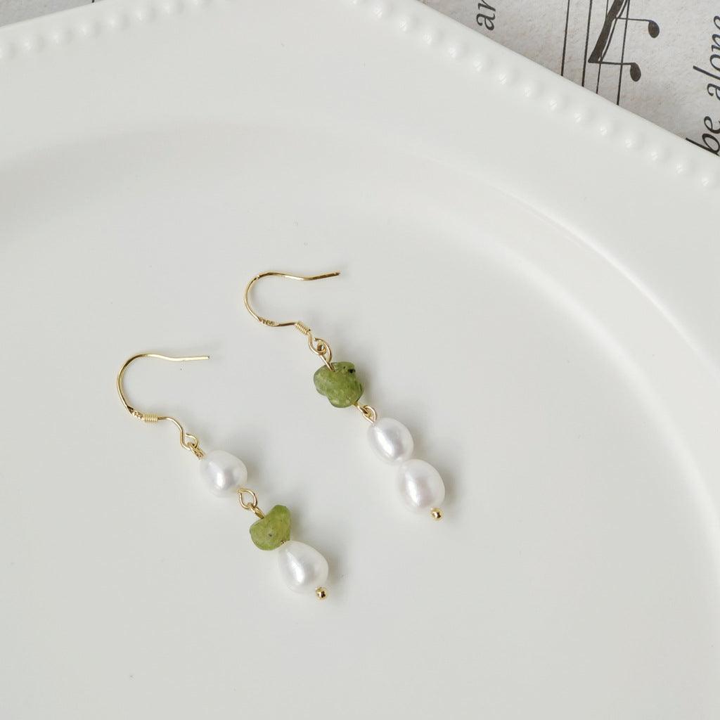 Green Quartz and Pearl Earrings (2 Styles) - Hypoallergenic - Abbott Atelier