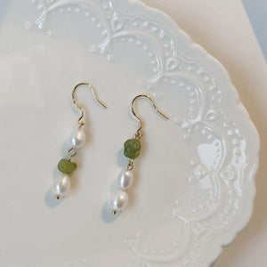 Green Quartz and Pearl Earrings (2 Styles) - Hypoallergenic - Abbott Atelier