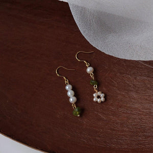 Green Quartz Pearl Earrings - Anya - Hypoallergenic - Abbott Atelier