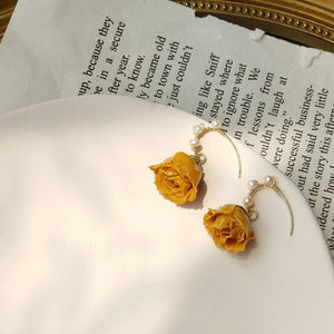 Orange Rose Earrings - Hannah - Gold - Plated - Abbott Atelier