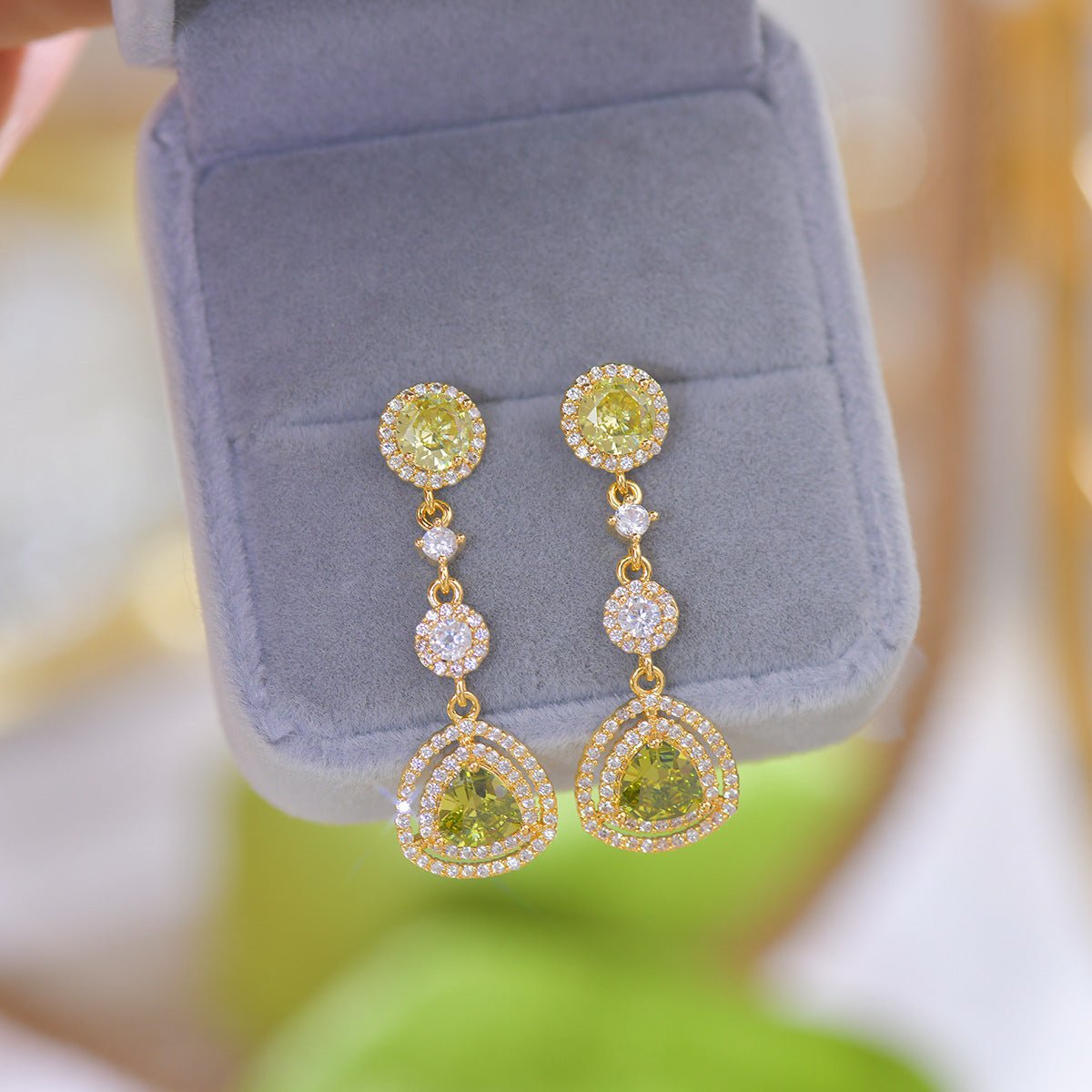 Peridot Drop Earrings - Hypoallergenic - Abbott Atelier