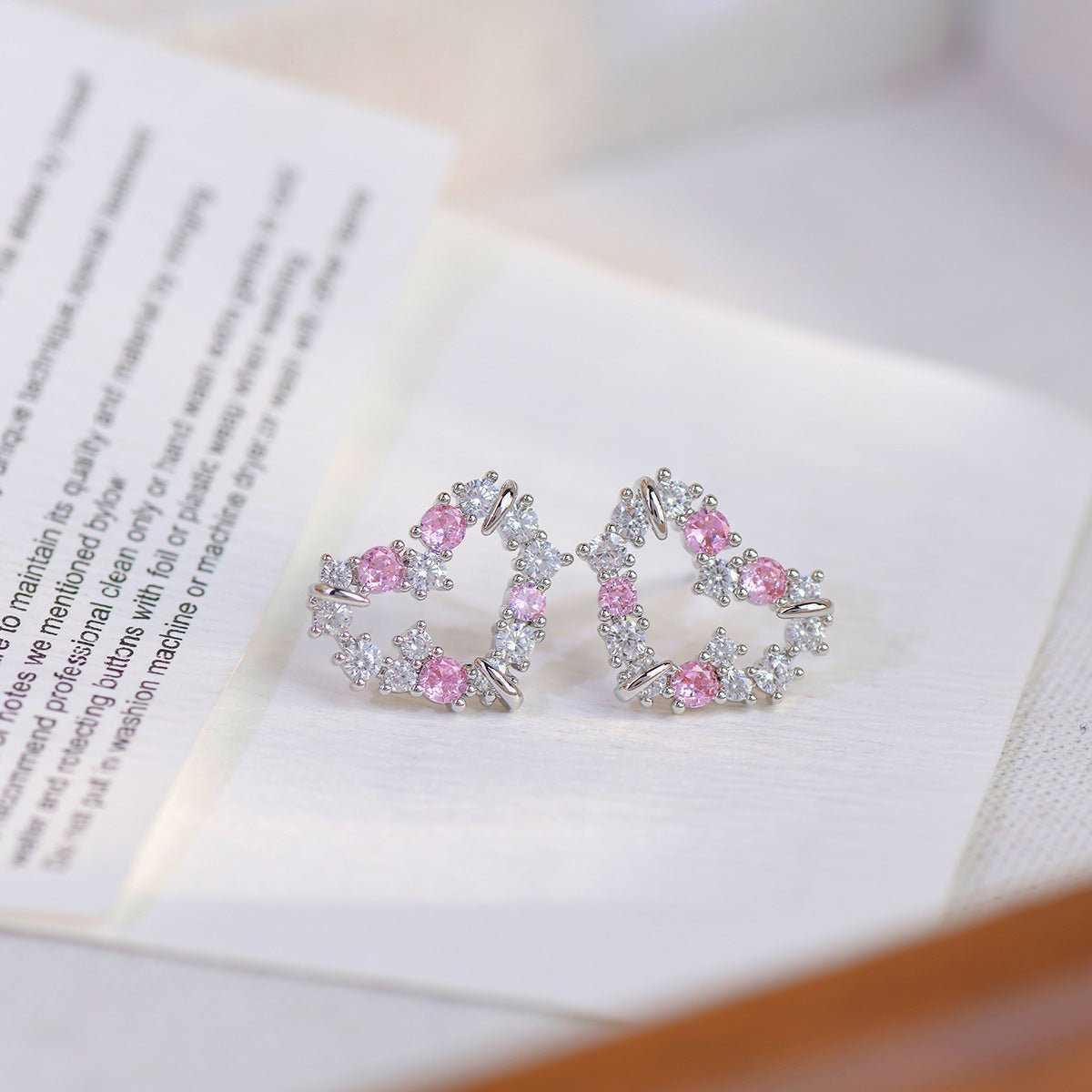 Pink Heart Stud Earrings - Kenna - Hypoallergenic - Abbott Atelier