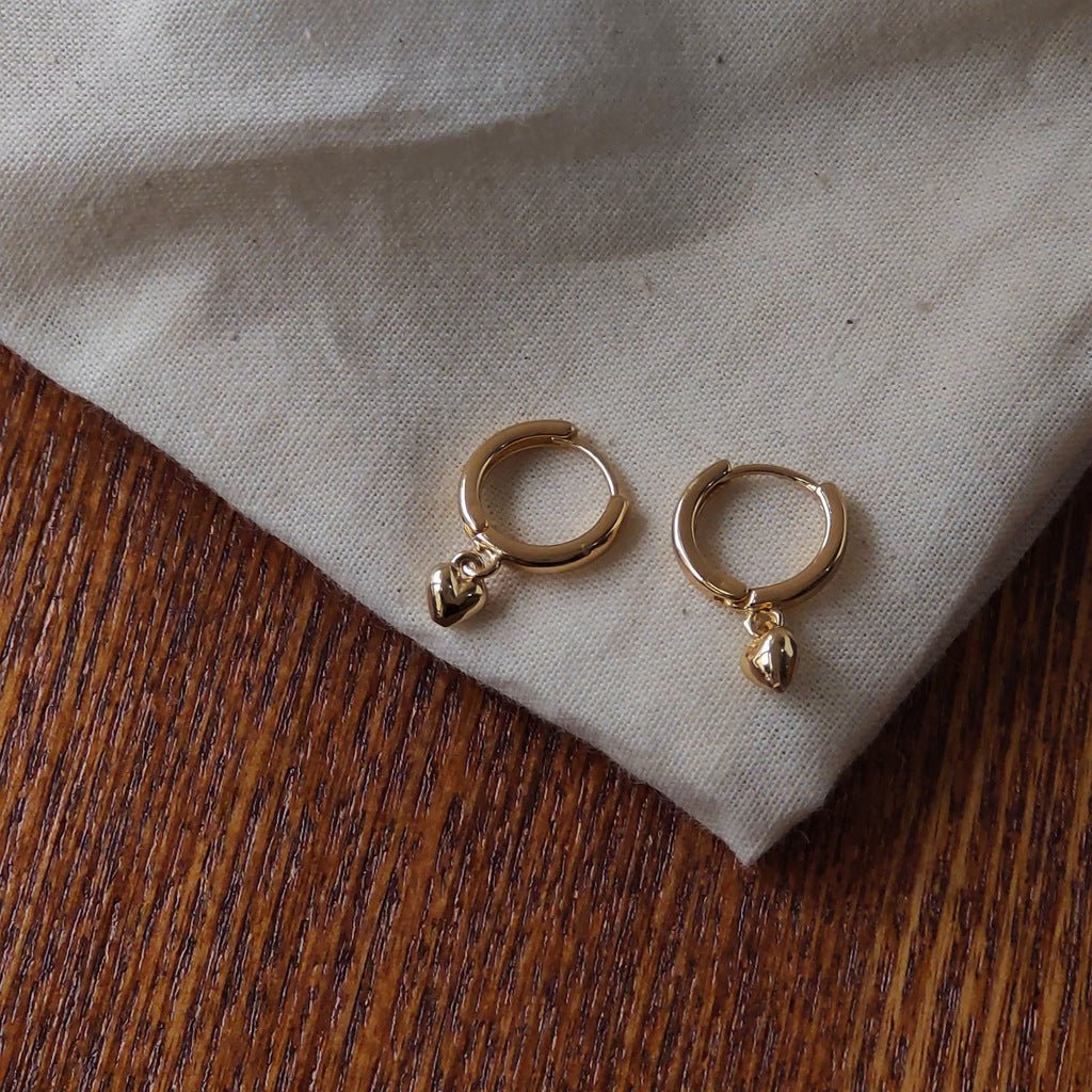 Puffy Heart Huggie Earrings - Gold Plated - Abbott Atelier