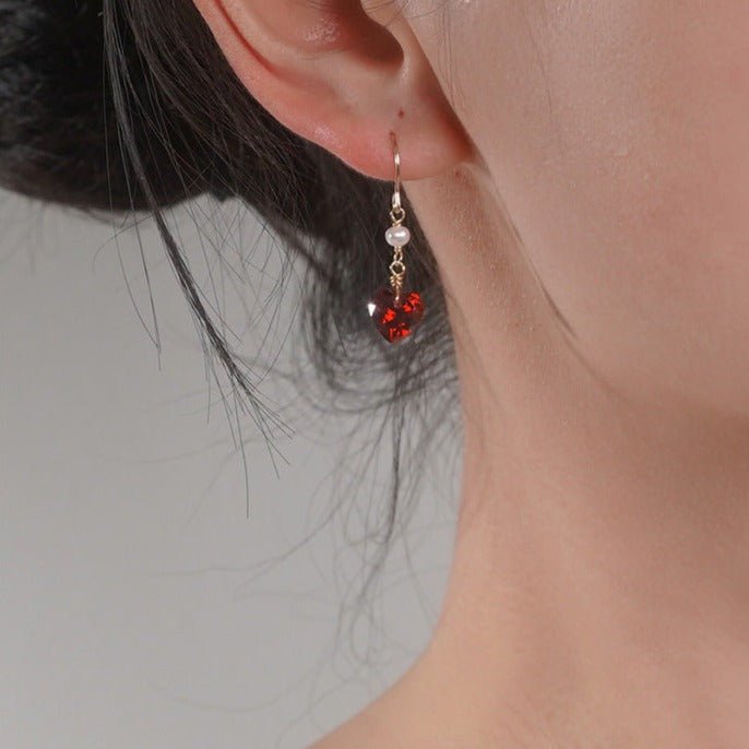 Red Heart Earrings (Solid Silver) - Hypoallergenic - Abbott Atelier