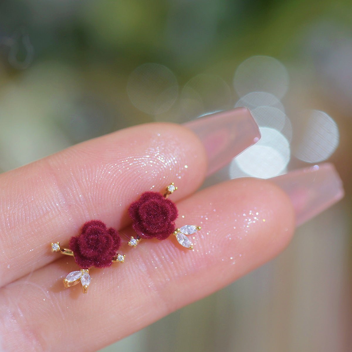 Red Rose Stud Earrings - Hypoallergenic - Abbott Atelier