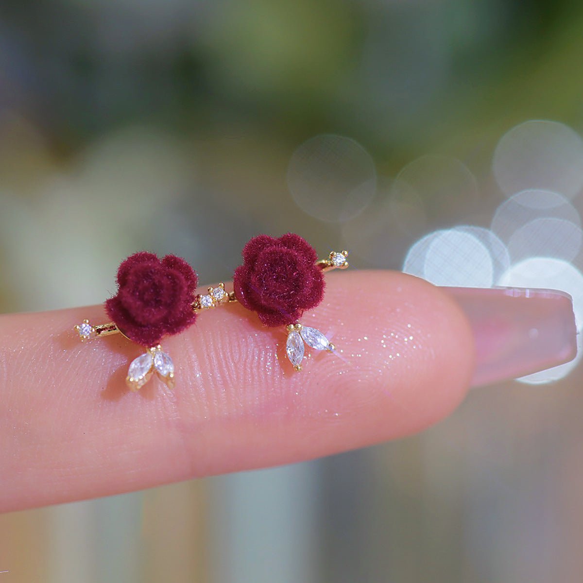 Red Rose Stud Earrings - Hypoallergenic - Abbott Atelier