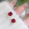 Red Rose Stud Earrings - Hypoallergenic - Abbott Atelier