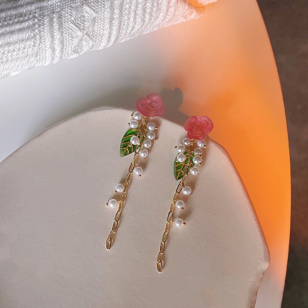 Rose Drop Earrings - Hypoallergenic - Abbott Atelier