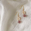 Rose Quartz Pearl Earrings - Hypoallergenic - Abbott Atelier