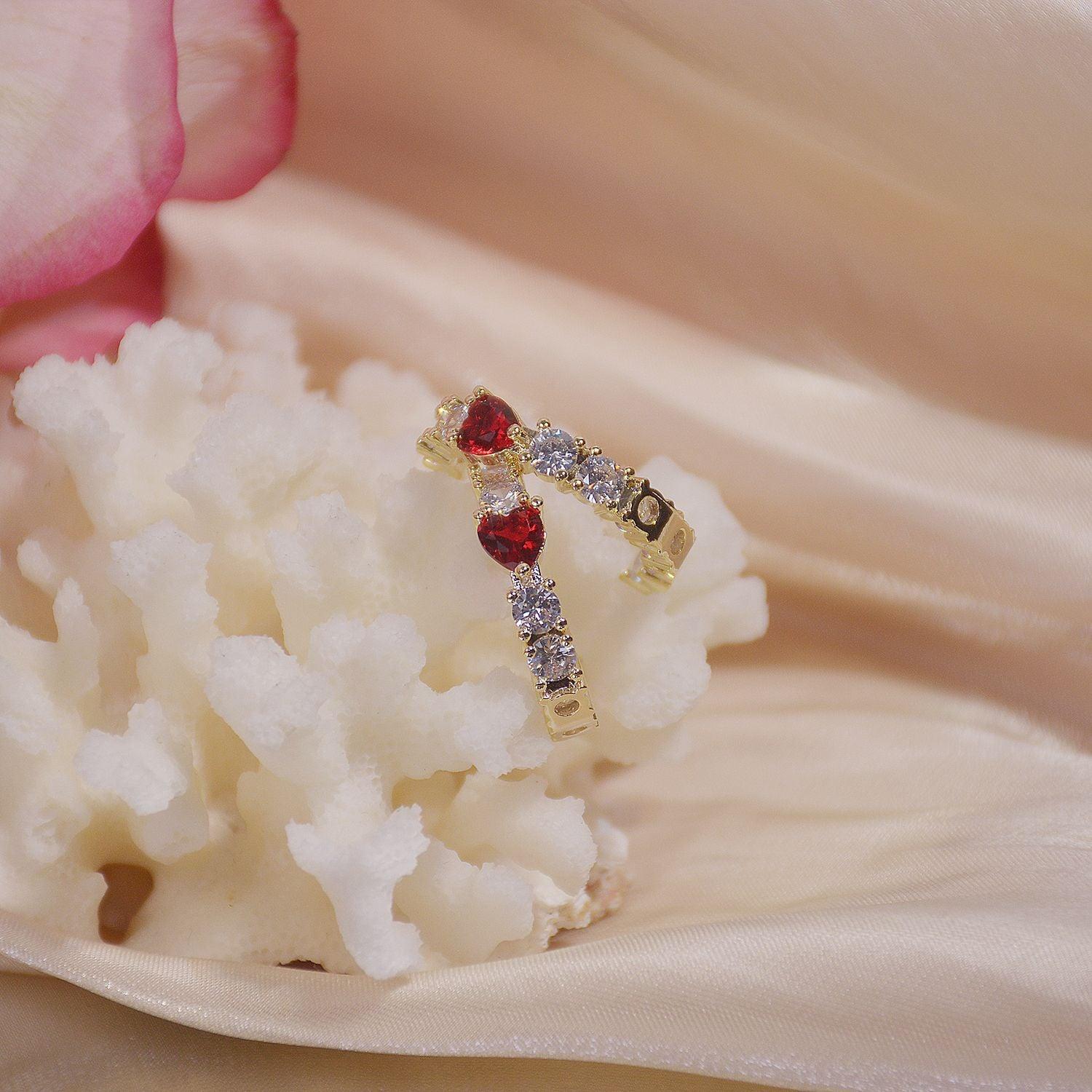 Ruby Heart Hoop Earrings - Hypoallergenic - Abbott Atelier