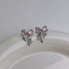 Silver Bow Earrings (Pink/Clear) - Caroline - Gold - Plated - Abbott Atelier