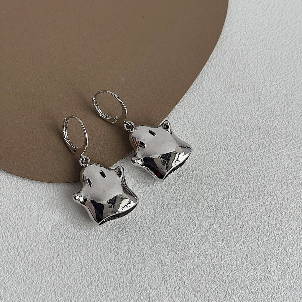 Spooky Ghost Huggie Earrings - Gold Plated - Abbott Atelier