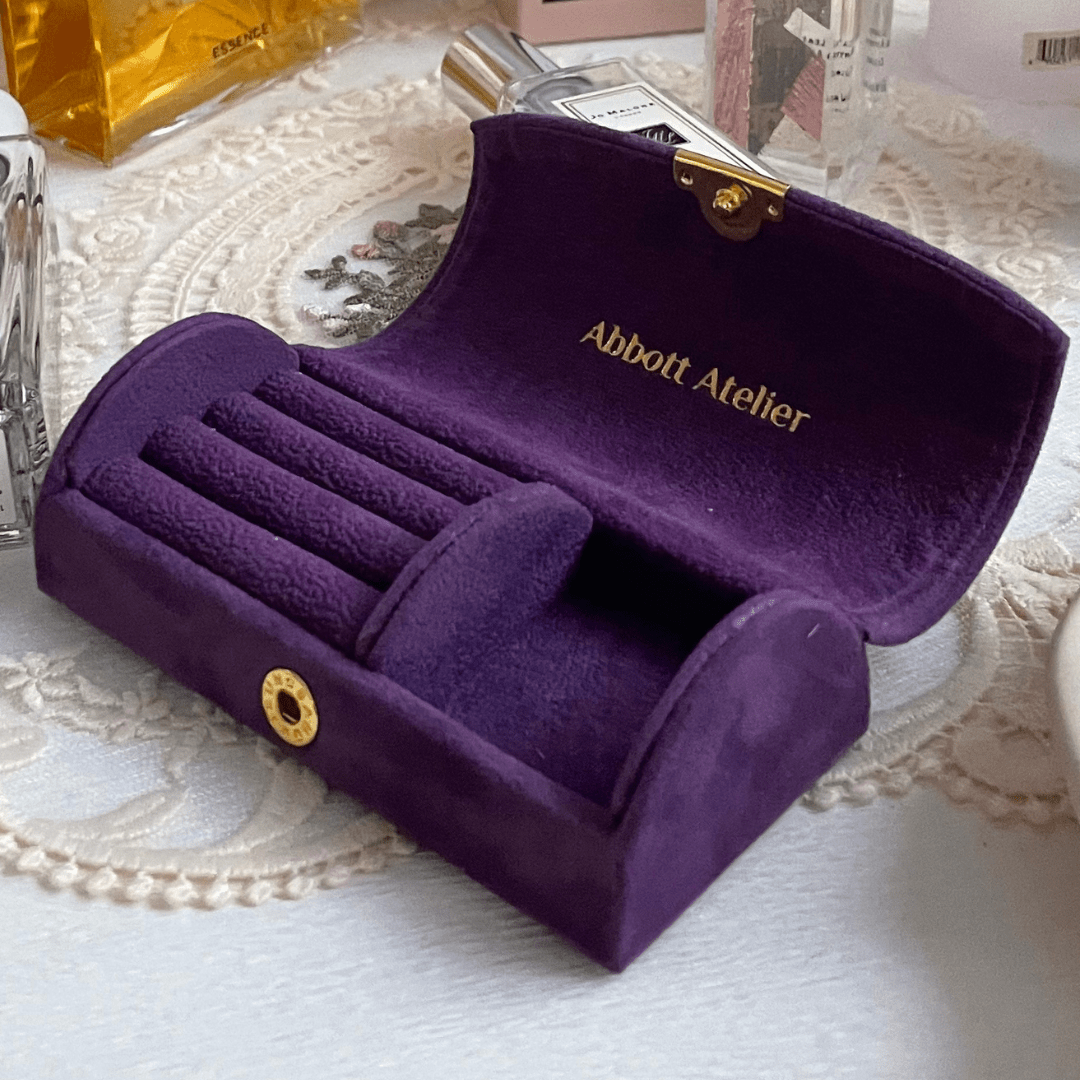 Vintage Jewelry Box (Pink/Purple) - Vegan Suede - Abbott Atelier