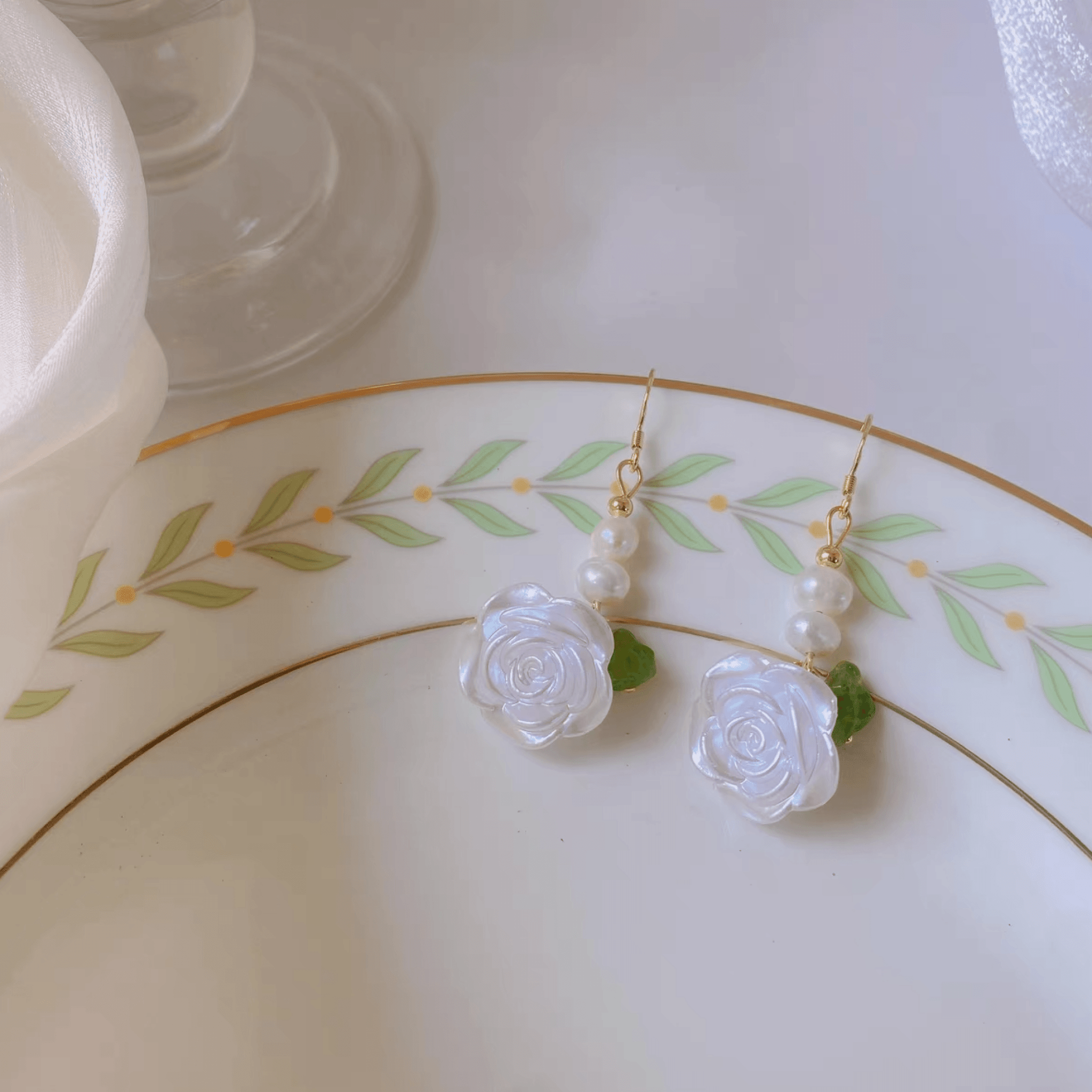 White Rose Earrings - Hypoallergenic - Abbott Atelier