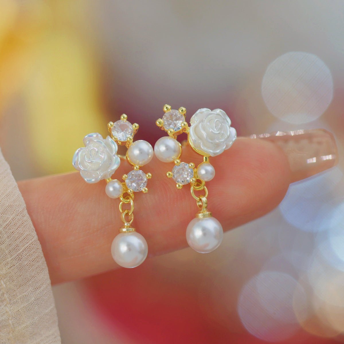 White Rose Earrings - Hypoallergenic - Abbott Atelier