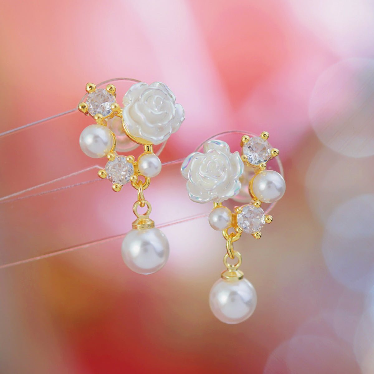 White Rose Earrings - Hypoallergenic - Abbott Atelier