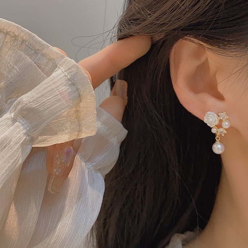 White Rose Earrings - Hypoallergenic - Abbott Atelier