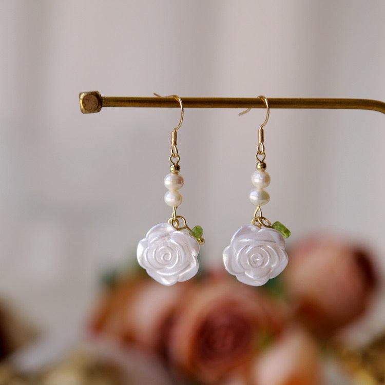 White Rose Earrings - Hypoallergenic - Abbott Atelier