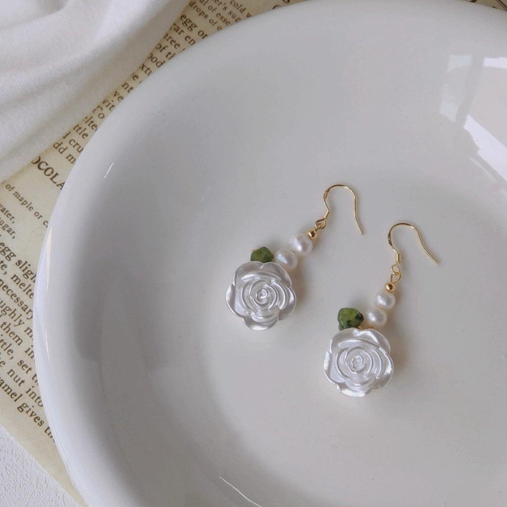 White Rose Earrings - Hypoallergenic - Abbott Atelier